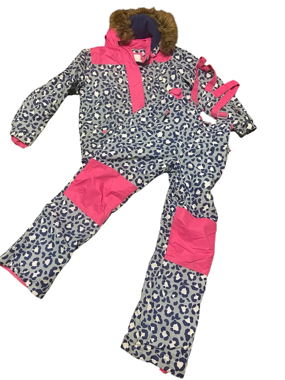 Boden All-Weather Ski Set Jacket & Bib Pants Snow Leopard Pink 15-16Y Snowboard